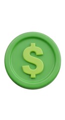 Green Dollar Coin - A Symbol of Finance and Investment.