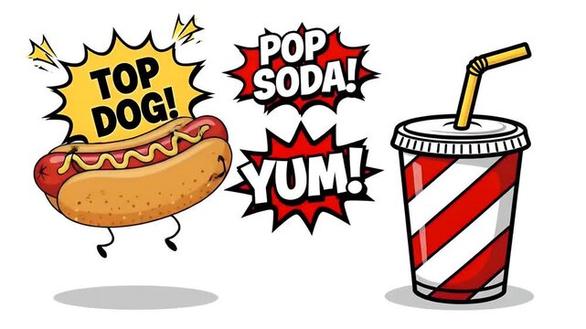 Top Dog Hot Dog With Mustard And Ketchup In Bun With Drink