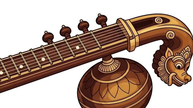 Traditional Indian Veena String Instrument Wooden Wood Texture
