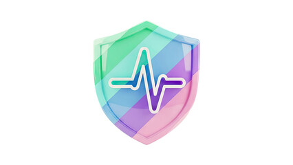 Shield with Heartbeat Symbol and Rainbow Stripes