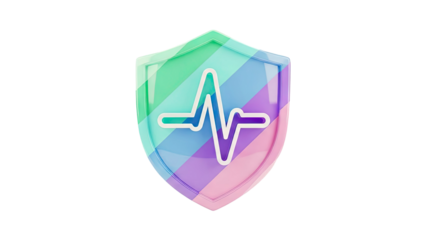 Shield with Heartbeat Symbol and Rainbow Stripes
