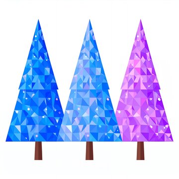 Geometric Christmas Trees - A Festive and Modern Holiday Scene.