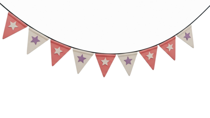 Pink and White Star Bunting on Black String