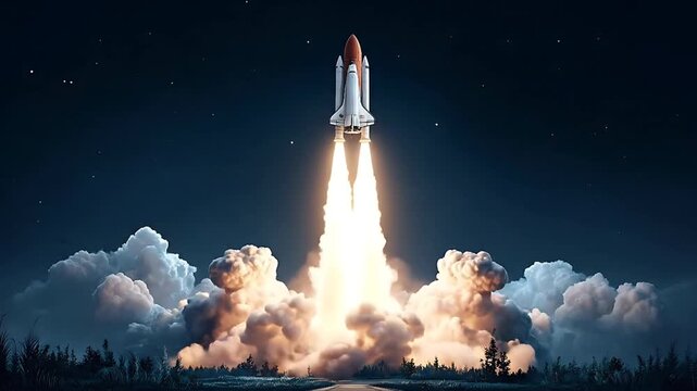 Rocket launches into night sky with smoke and flames, a technological marvel, from ground level viewpoint, capturing the essence of 16 1 26 (158).mp4