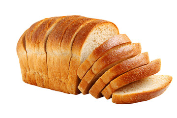 Freshly sliced loaf of bread on black background