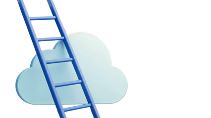 Blue Ladder Reaching Towards a Cloud