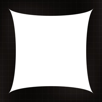 Simple concave square png frame, geometric black design, transparent background