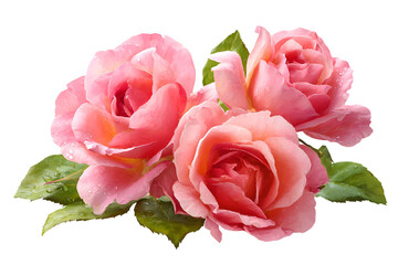 Naklejka premium Beautiful pink roses with water droplets on black background