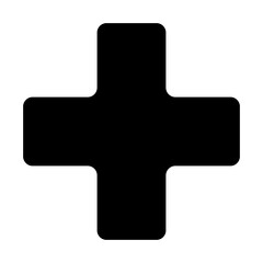 Obraz premium PNG Bold black medical cross symbol, UI icon on transparent background