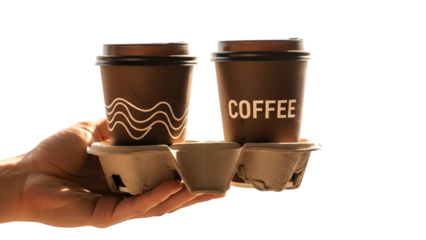 Takeaway Paper Coffee Cups in Cardboard Carrier 3D Illustration