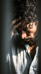 Emotional exhaustion portrayed by subtle body language indicating burnout