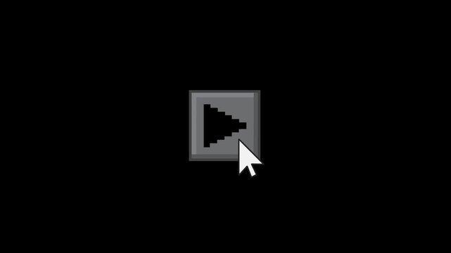 Pause and play animation, Click the play button and stop on the black screen animation. 4K video