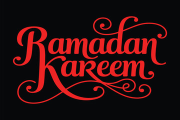 Obraz premium Ramadan kareem English text typography vector art on white background template design suitable for Ramadan banner wallpaper flyer poster sticker card and Islamic holiday decoration