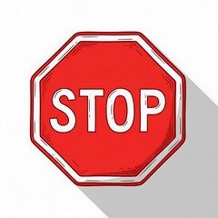 Obraz premium Hand-Drawn Stop Sign - Red Octagon with White STOP Text.