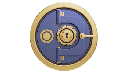 Gold and Gray Circular Safe Door with Keyhole