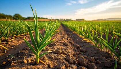 Garlic plantation farmland