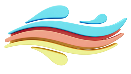 Abstract Stacked Waves in Blue, Coral, and Yellow