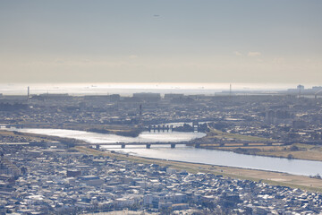 市川、アイ・リンクタウンから見た東京湾方面の風景