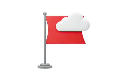 Red flag with a white cloud icon