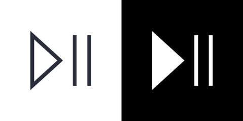 Play Button icon concept with flat Black White Background. Vector illustration.