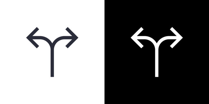 Split icon concept with flat Black White Background. Vector illustration.