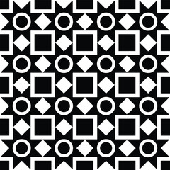 Decorative black and white repeating pattern. Modern geometric shapes background