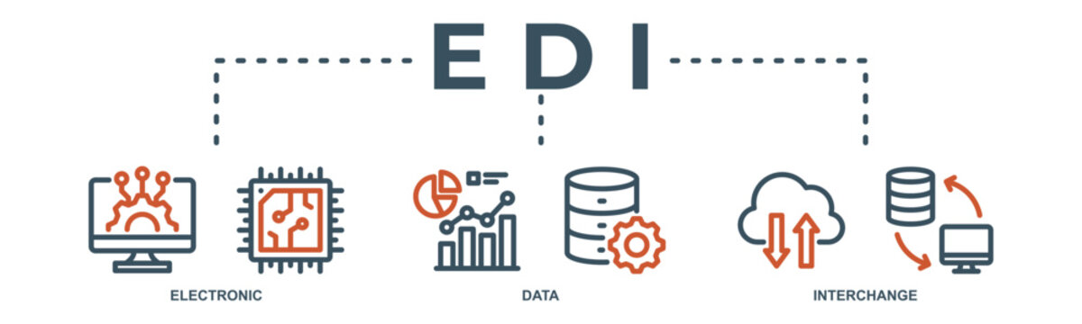 EDI concept icon illustration contain electronic, data and interchange.