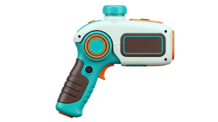 Retro-style toy water gun with ergonomic grip and orange trigger