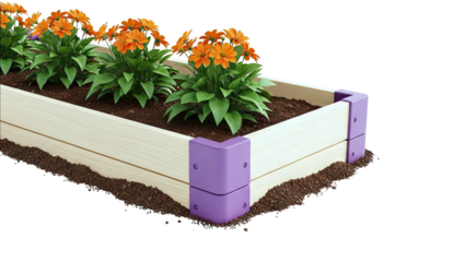 Raised Garden Bed with Orange Flowers