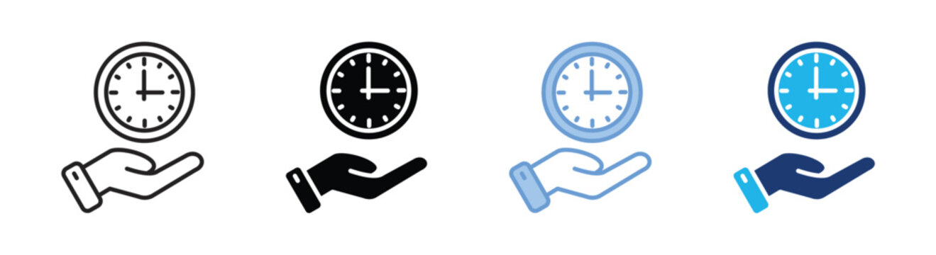 Time management icon set multiple style collection