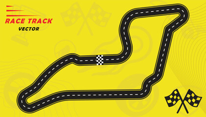 Naklejka premium Creative vector illusion of race track isolated on yellow background. Speed race track design with creative icons.