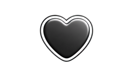 Black Heart Icon with Outline