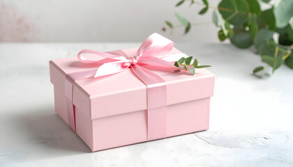 Obraz premium Pink Gift Box with Ribbon