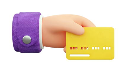 3D Render of Hand Holding a Yellow Credit Card