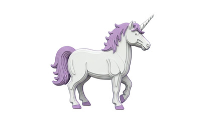 Fototapeta premium Layered Paper Unicorn with Purple Mane and Tail