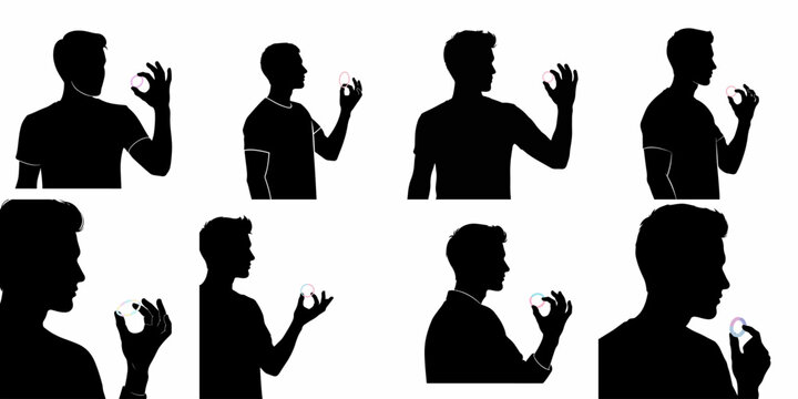 Silhouettes of a man holding a contraceptive ring, representing male support, sexual health awareness, and reproductive rights.