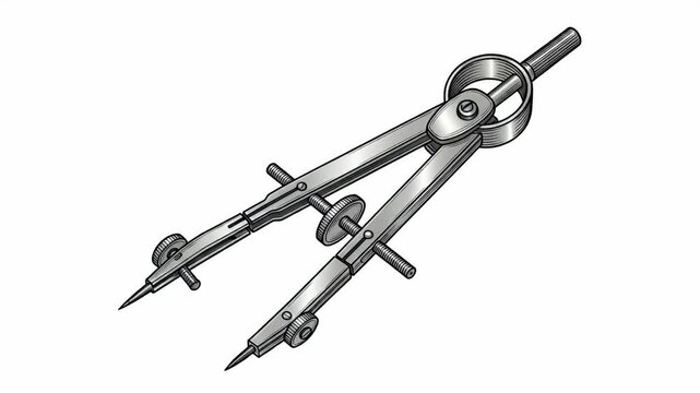Vintage Drafting Compass Tool Illustration On White Background