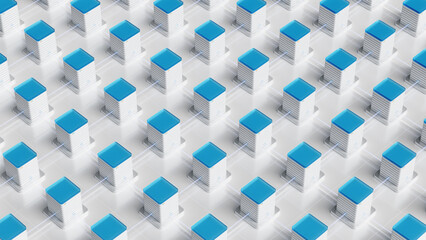 Abstract network of modular server units representing advanced cloud architecture