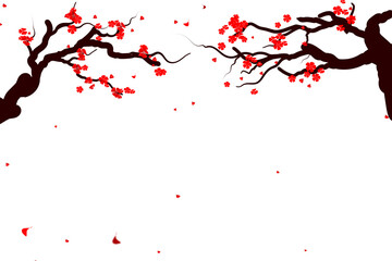Plum blossom tree copy space background.