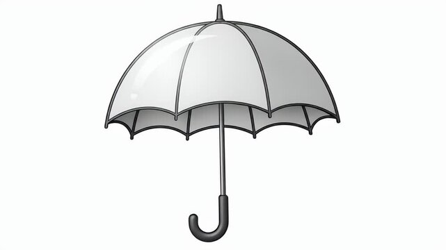 White Umbrella Isolated on White Background Simple Object