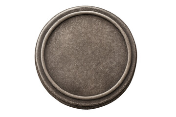 Vintage metal round shield or emblem with transparent background