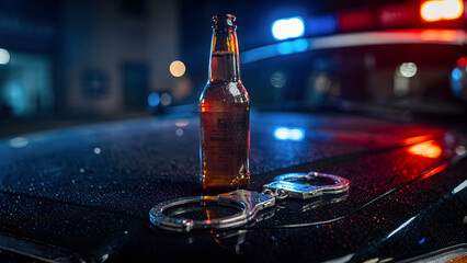 Drunk driving warning with police symbols