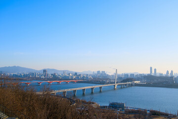 A view from a park on a hill