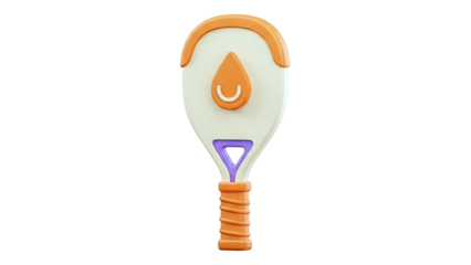 Cute 3D Rendered Pickleball Paddle with Smile Icon