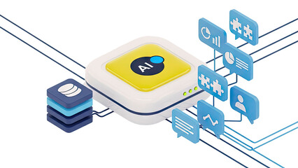 AI Processor with Data and Network Icons