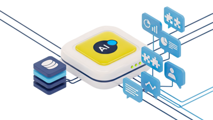 AI Processor with Data and Network Icons