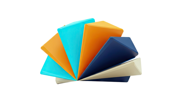 Abstract fan of colorful geometric shapes - Powered by Adobe