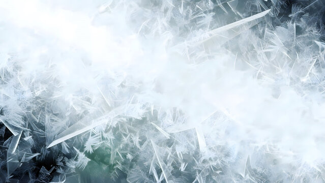Abstract frozen ice crystals pattern with cold winter frost texture