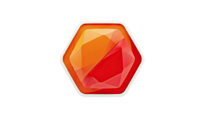 Abstract Hexagonal Gemstone with Red and Orange Hues