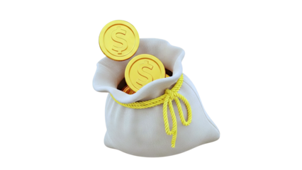 Bag of Gold Coins with Dollar Signs